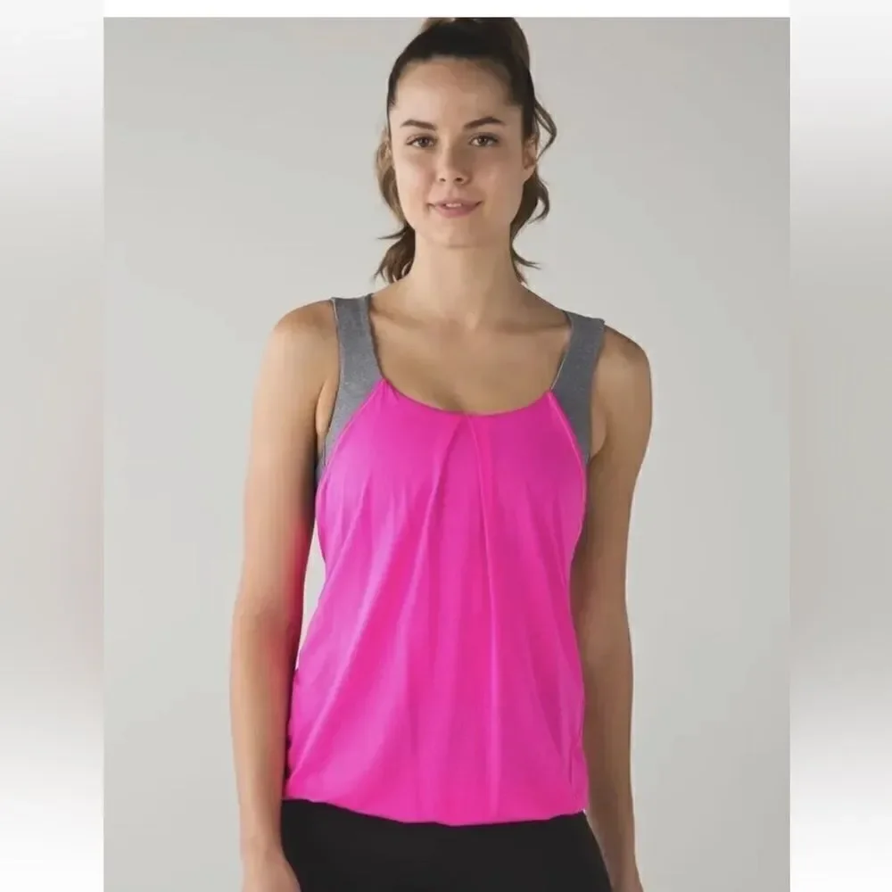 Lululemon Nouveau Limits Tank Raspberry Glo Slate Gray Size 6